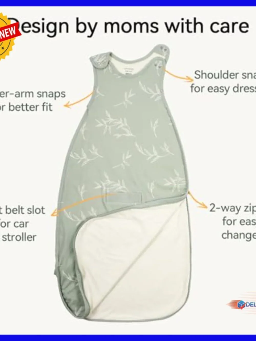 Merino Wool Cotton Sleep Sack 2-Way Zipper Adjustable Universal Size